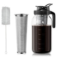 VA1KENE 64oz Cold Brew Coffee Pitcher Ice Coffee Maker with Spout, Handle & Stainless Steel Filter Coffee Maker with lid for Home Kitchen-Black