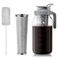 VA1KENE 64oz Cold Brew Coffee Pitcher Ice Coffee Maker with Spout, Handle & Stainless Steel Filter Coffee Maker with lid for Home Kitchen-Gray