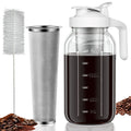 VA1KENE Cold Brew Coffee Maker 64oz Cold Brew Pitcher with Stainless Steel Filter Mason Jar Pitcher Pour Spout Handle Lid for Iced Coffee Tea Lemonade White
