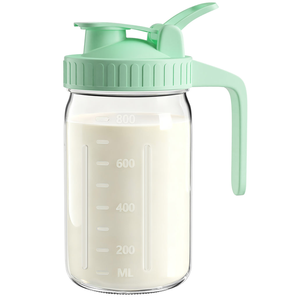 32oz Breast Milk Pitcher with Lid – Leakproof Airtight Glass Breastmilk Storage Container, Wide Mouth Mason Jar Pitcher for Formula Mixing & Fridge Storage
