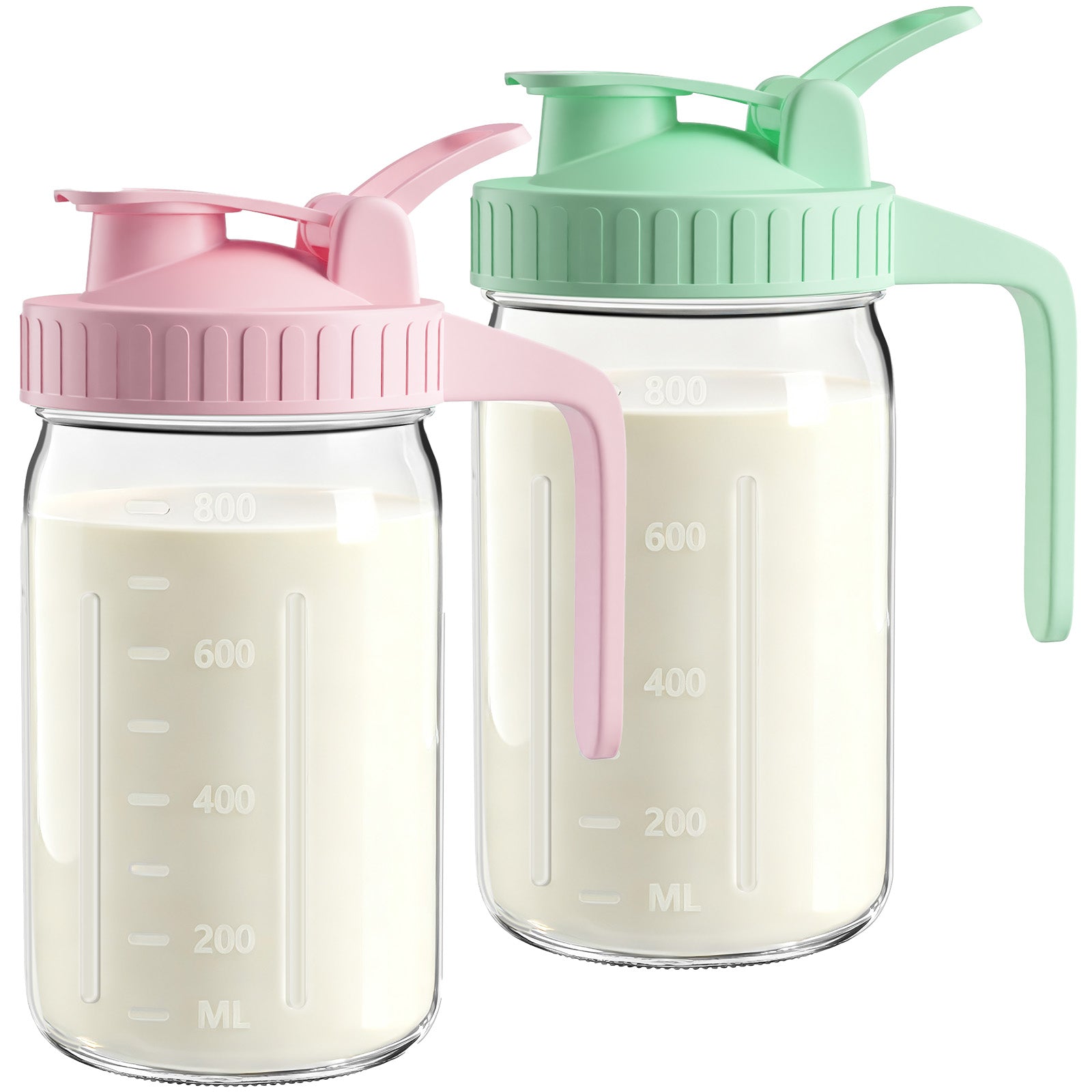 32oz Breast Milk Pitcher with Lid – Leakproof Airtight Glass Breastmilk Storage Container, Wide Mouth Mason Jar Pitcher for Formula Mixing & Fridge Storage
