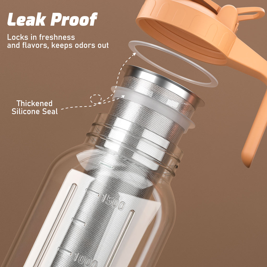 VA1KENE Cold Brew Coffee Maker 64oz Cold Brew Pitcher with Stainless Steel Filter Mason Jar Pitcher Pour Spout Handle Lid for Iced Coffee Tea Lemonade Orange