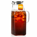 Borosilicate Glass Pitcher with Lid & Handle – Heat Resistant Glass Carafe for Hot & Cold Drinks, Iced Tea, Coffee & Fridge Storage