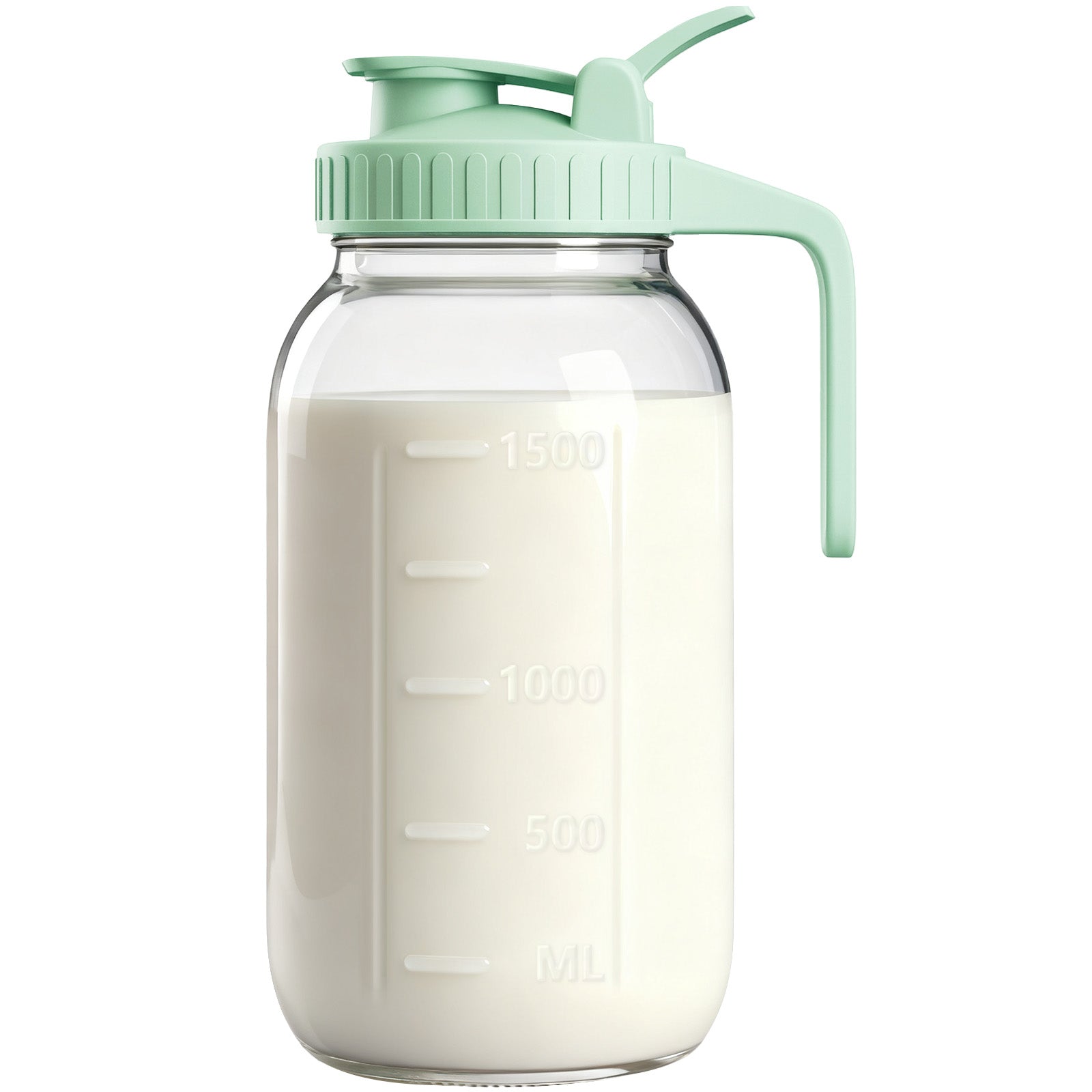 64oz Mason Jar Pitcher with Lid – Leakproof Glass Pitcher for Cold Brew, Iced Tea, Sun Tea & Fridge Storage | 2 Quart (1/2 Gallon)