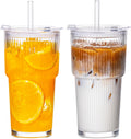 Glass Tumblers with Lids and Straws – Reusable Drinking Glass Cups for Iced Coffee, Smoothies, Tea & Everyday Drinks
