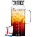 68oz Borosilicate Glass Pitcher with Lid & Handle – Heat Resistant Carafe for Hot & Cold Drinks, Iced Tea, Coffee & Fridge Storage