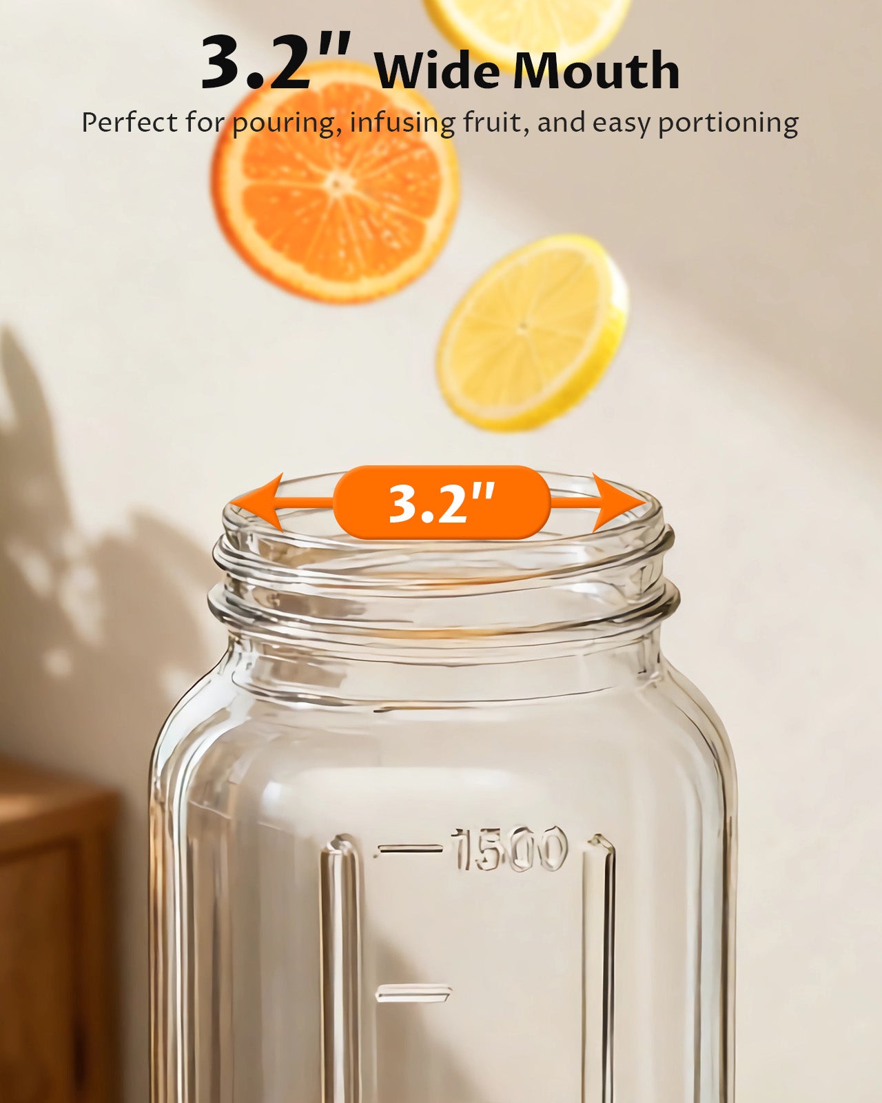 64oz Mason Jar Pitcher with Lid – Leakproof Glass Pitcher for Cold Brew, Iced Tea, Sun Tea & Fridge Storage | 2 Quart (1/2 Gallon)